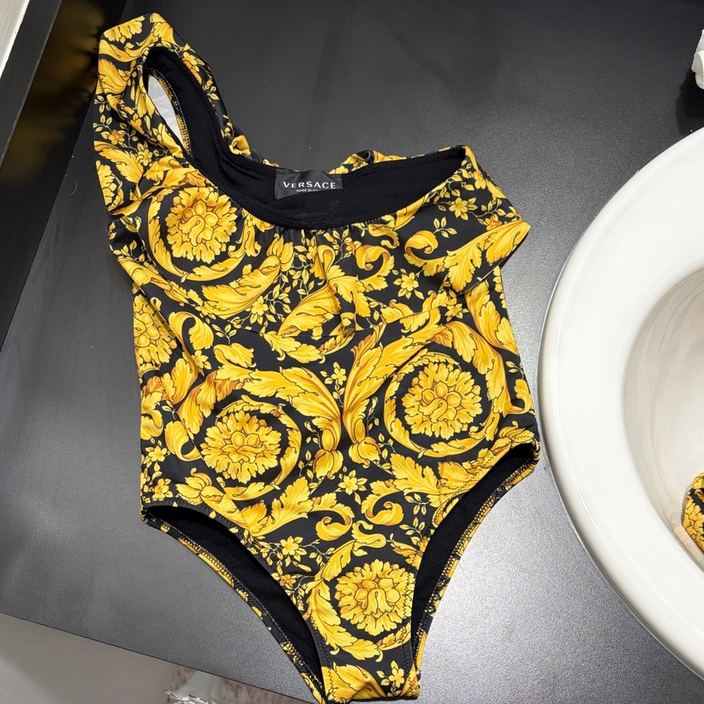 Versace Kids Bodysuit in Black and Gold